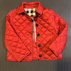 Burberry Quilted Jacket in Red, Size 4Y